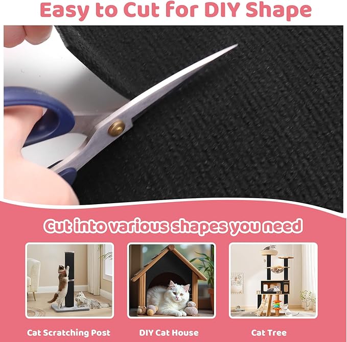 Cat Scratching Mat Self-Adhesive, 78.7"x15.8" Trimmable Cat Scratch Furniture Protector, Durable Cat Scratch Pad for Couches, Cat Trees, Walls, Easy to Install for Cat Owners