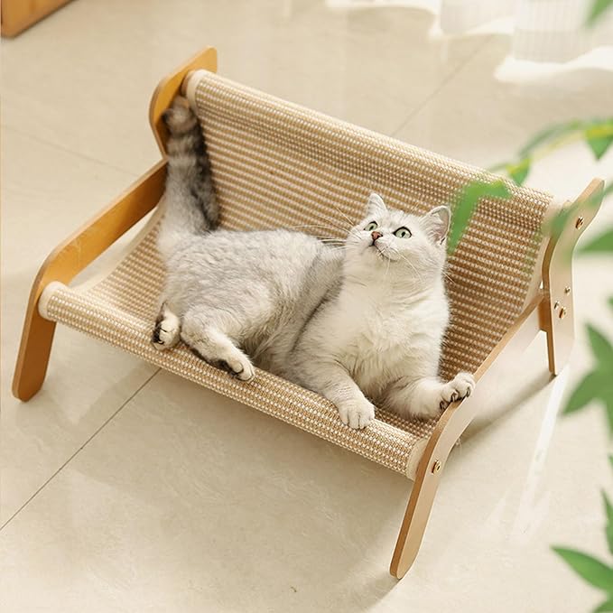 Mellowkin Cat Scratcher Couch, Double-Layer Lounger Cat Scratcher, The Claw Lounge, 2-in-1 Cats Scratch Pad and Lounger, Wear Resistant Scratching Sisal Chair for Indoor Cats (A)