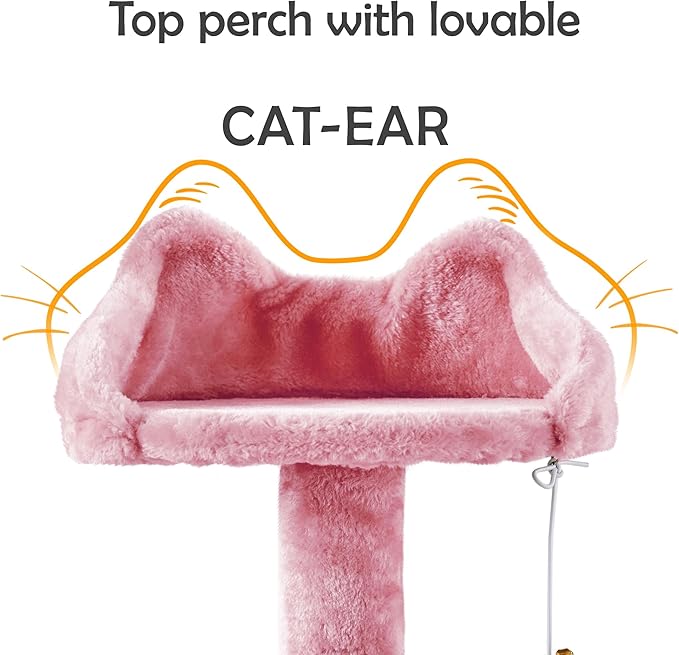 Topeakmart 57 inches Multi-Level Cat Tree Cat Condo with Scratching Posts Kittens Activity Tower Pet Play House Furniture, Pink