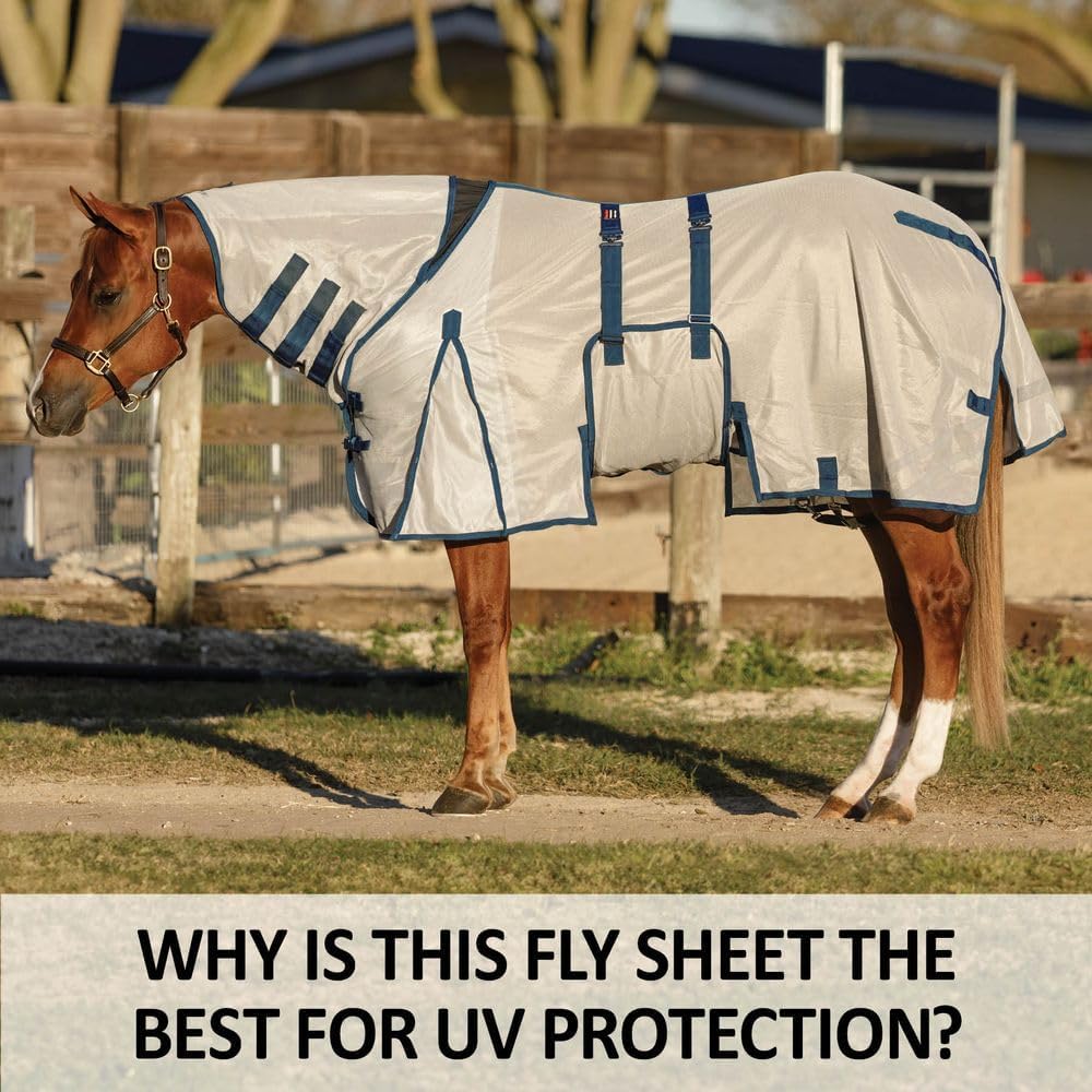 Schneiders Soft Interlock Mesh II Attached Neck Euro Bellyband Leg Shield Horse Fly Sheet | 80% UV Protection | SilverTek Lining