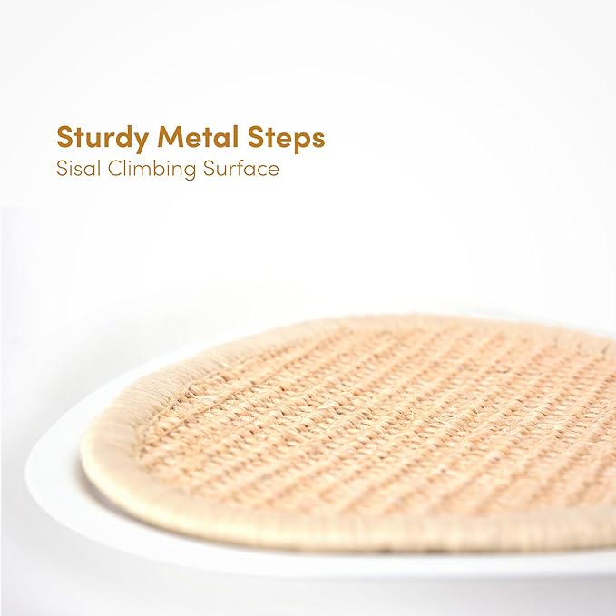 68" Tall Wall-Mounted Cat Tree – Modern Space-Saving Cat Shelf with Sisal Scratching Post & Steel Climbing Steps – Stylish Cat Wall Furniture for Small Spaces