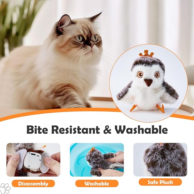 Interactive Cat Toys for Indoor Cats & Kittens (No Flying) – Flapping Bird Catnip Toy with Chirping Sound, Rechargeable & Lifelike Pet Toy, Juguetes para Gatos (Small, Sandpiper)