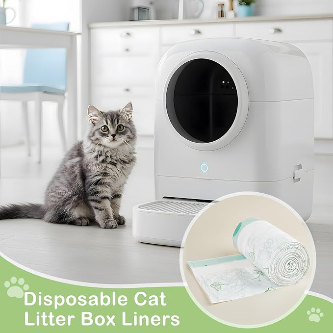 Glittme Cat Litter Box Liners, 30 Count Large Capacity Cat Litter Bags for Automatic Litter Robot 3/4, Thick Cats Kitty Litter Bags with Drawstring