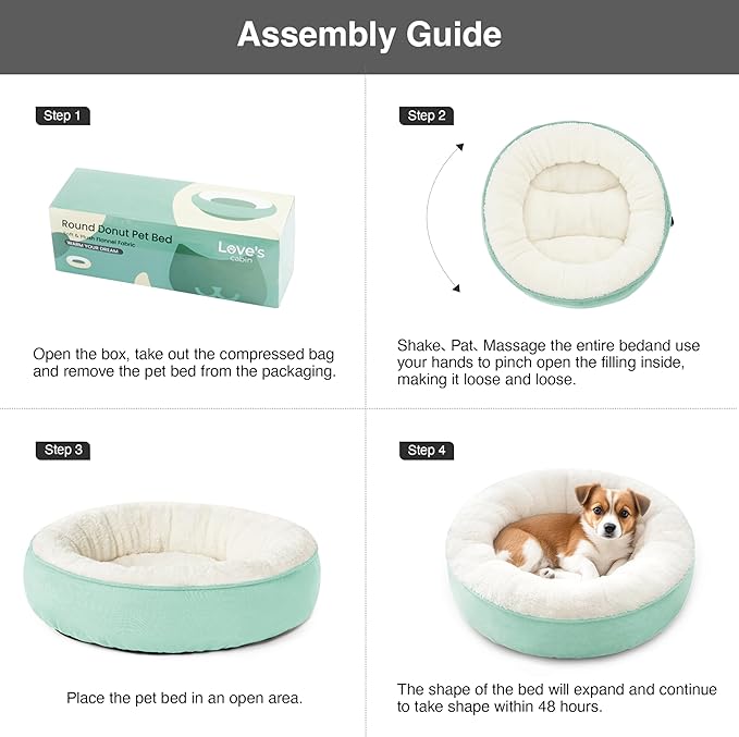 Love's cabin Round Donut Cat and Dog Cushion Bed, 25in Pet Bed for Small or Medium Dogs, Anti-Slip & Water-Resistant Bottom, Soft Durable Fabric Pet Beds, Washable Calming Cat & Dog Bed Teal