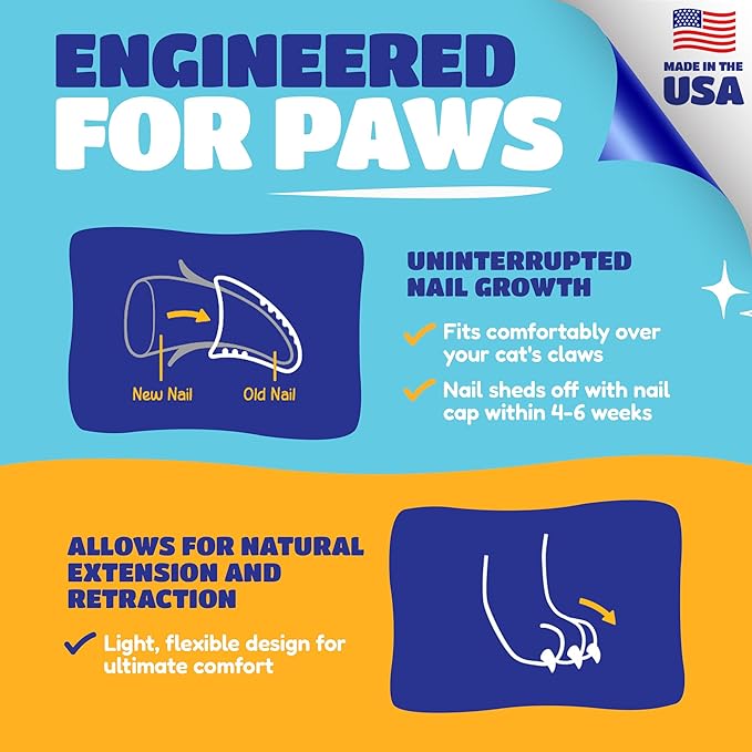 Soft Claws Cat Nail Caps for Small Cats – (40 Caps, Black) - Veterinarian-Developed | Protects Furniture & Skin - Easy to Apply, Long-Lasting Anti-Scratch Soft Cat Claw Covers