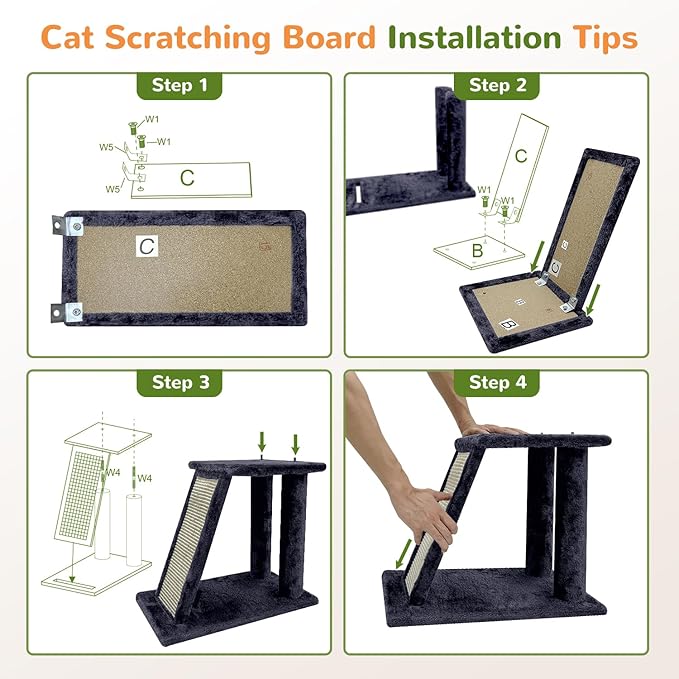 Globlazer F50 Cat Tower for Indoor Cats, 50-inch Heavy Duty Cat Tree for Big Cats, Cat Tree House with Extra-Large Padded Platform, Sisal Scratching Board, 2 Large Condos, Cloud Grey