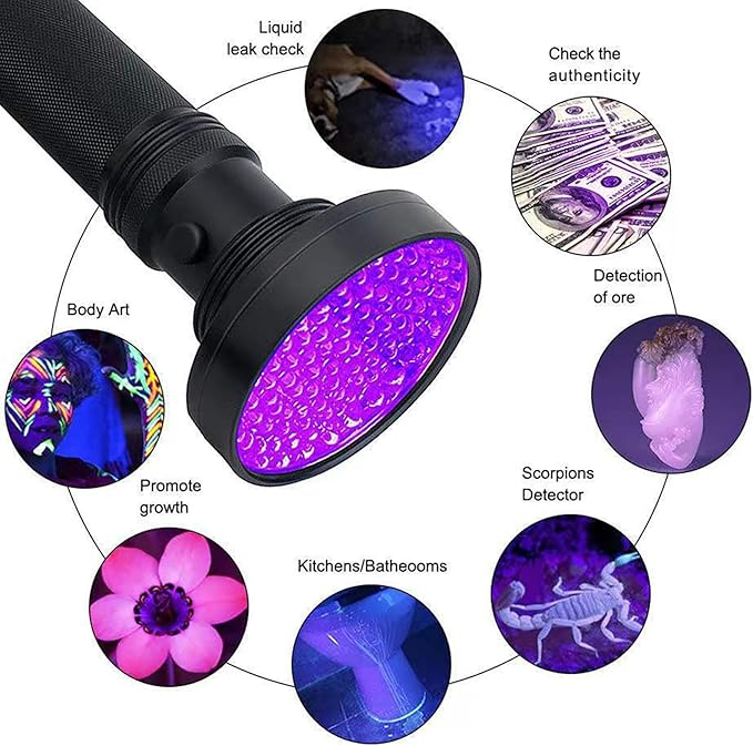 UV Flashlight Black Light, 100 LED Black Flash Light for Dog/Cat Pet Urine Detection, Scorpions Finder