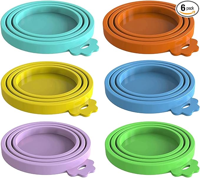 WANBAO 6 Pcs Food Can Lids Pet Can Covers for All Standard Size Dog and Cat Food Can Lids, Mix Color Light Blue, Light Green