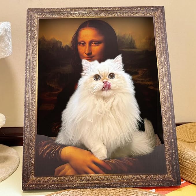 Mona Lisa Cat Bed Painting Cat Scratcher Artistic Cat Scratching Board House 4D Art Armrest Design No-Tools Assembly for Cats/Rabbits