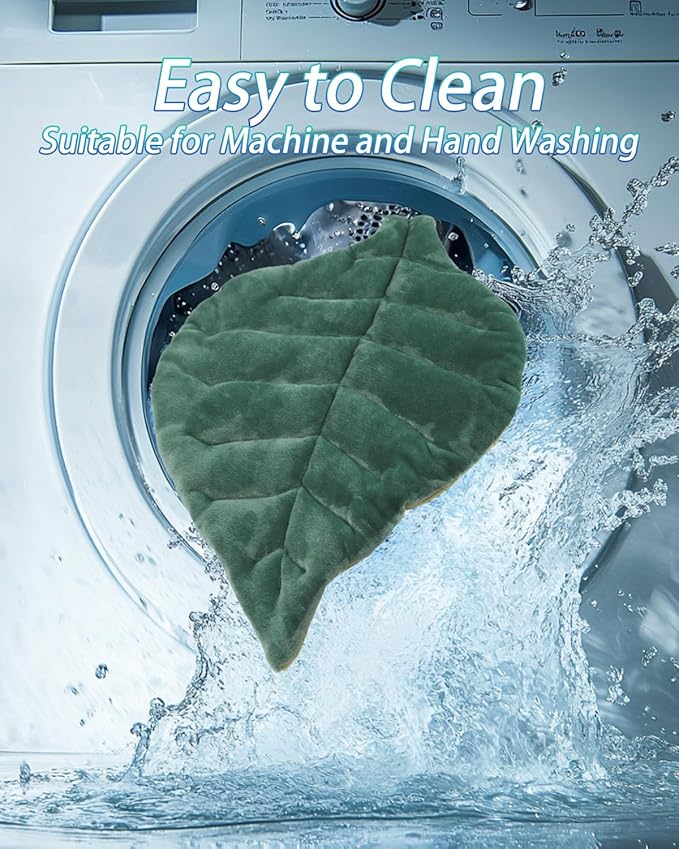 Cat Mat Self Warming Cat Bed 26"x20" Leaf Shaped Cotton Soft Warm Pet Pad Blanket for Indoor Bed Couch Sofa Floors Cat and Dog Warm Mattress (Green)