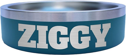 Custom Dog Bowl with Large Name - 304 Stainless Steel, Personalized Engraved, Nonslip, Custom Cat Bowl, Feeder, Pet Supplies, Food (Teal, Small -18oz)