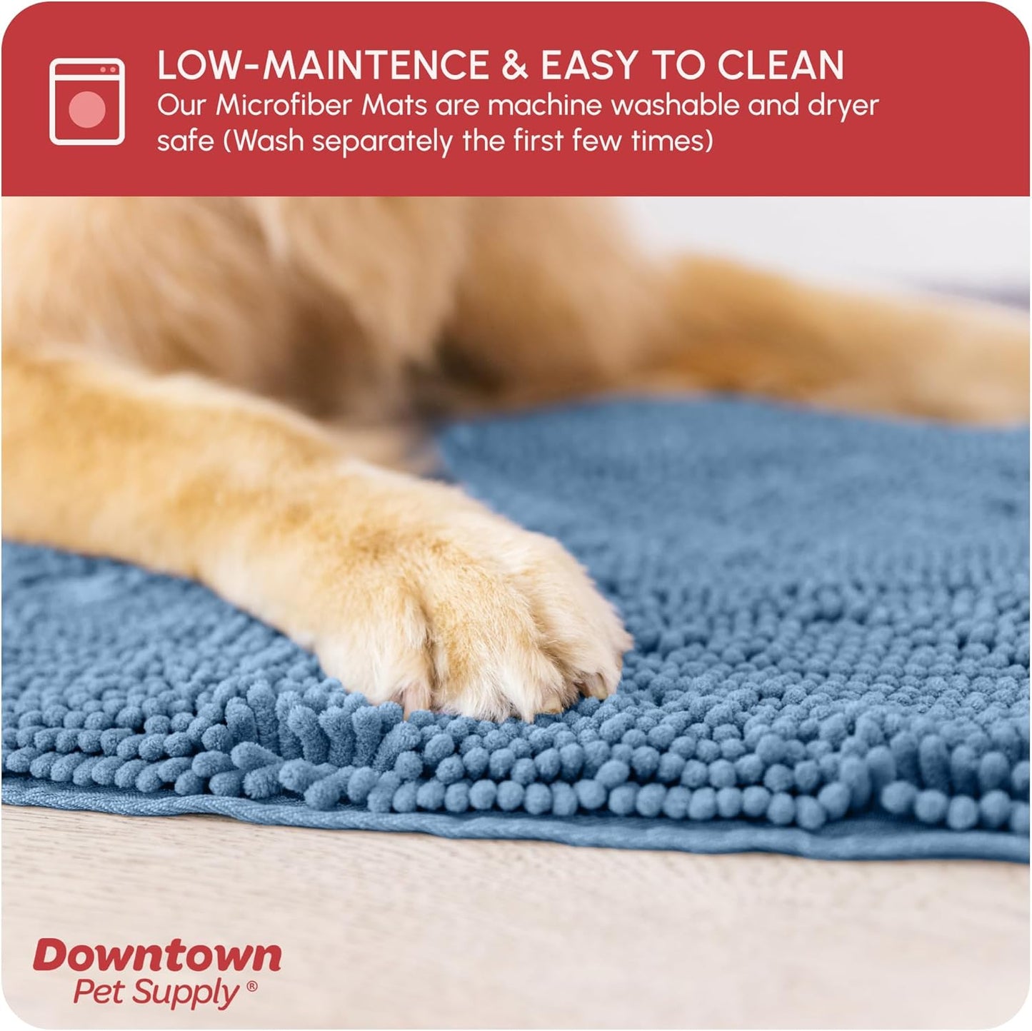 My Doggy Place Microfiber Dog Mat for Muddy Paws, 60" x 36" Faded Denim - Non-Slip, Absorbent and Quick-Drying Dog Paw Cleaning Mat, Washer and Dryer Safe - X-Large/Runner
