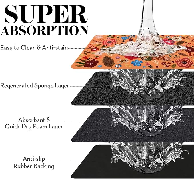 Dog Food Mats for Floors, Absorbent Dog Bowl Mat for Food and Water Dispenser Mat, Quick Dry Cat Food Mat Pet Supplies