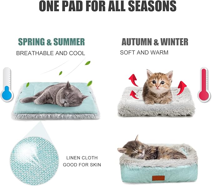 Cat Bed Self Warming, Foldable Self Heated Cat Mat with Removable Cover Heating Pad 24 x 20 inch Extra Warm Thermal Pet Pad for Indoor Outdoor Cats, Non-Slip Bottom Washable Non Electric