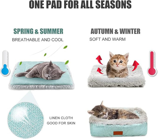 Cat Bed Self Warming, Foldable Self Heated Cat Mat with Removable Cover Heating Pad 24 x 20 inch Extra Warm Thermal Pet Pad for Indoor Outdoor Cats, Non-Slip Bottom Washable Non Electric