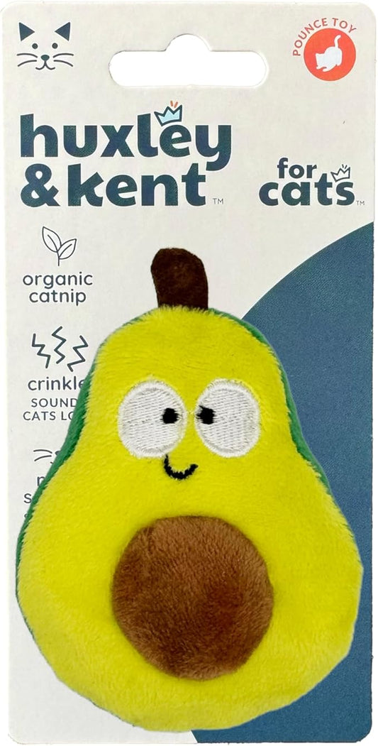 Huxley & Kent Popper Plush Cat Toy - Interactive Catnip Toy for Cats & Kittens - Treat Hiding Soft Toys with Crinkle & Catnip - Fun Indoor Play - Avocado Popper