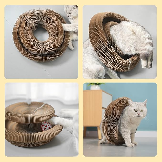 Kitty Curls Cat Scratcher,Magic Organ Cat Toy,Cat Scratcher for Grinding Claw Cardboard Cat Toys,Interactive Scratch Pad with Toy Ball
