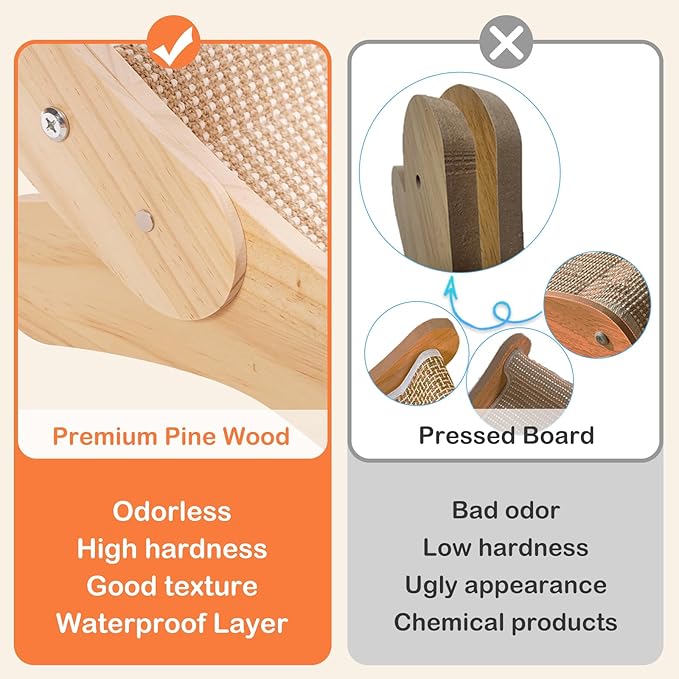 Cat Scratcher Bed, Natural Sisal Cat Scratch Chair Hammock, 27.5 Inch Extra Large Scratching Post Lounger Pad with Large Sisal Toy Ball for Indoor Cats