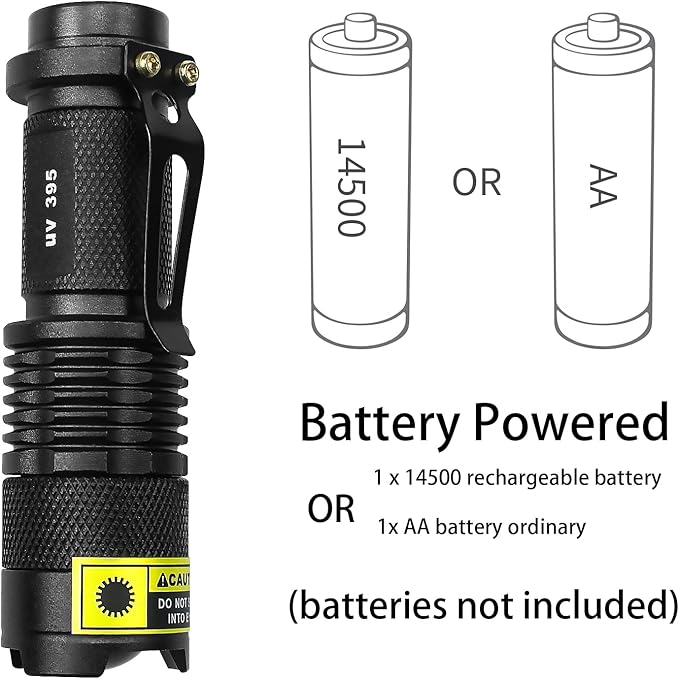 395nm UV Flashlight, Mini Ultraviolet Flashlight Detector for Pet Urine Stains, Small Black Light Flashlight for UV Glue Curing, AC Leak Detection & Scorpion, Rocks & Scorpions Finder
