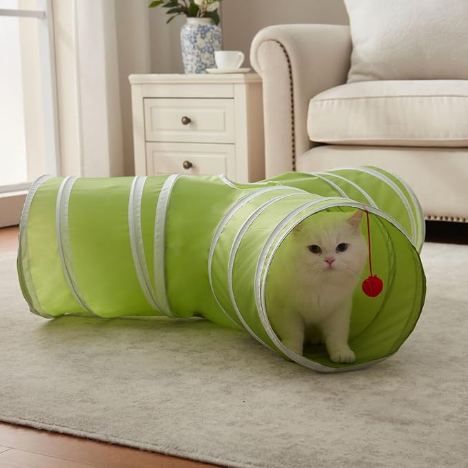 Cat Tunnels for Indoor Cats 3 Way Play Toy Kitty Tunnel Peek Hole Toy with Ball for Cat Tube Fun for Rabbits Kittens and Dogs
