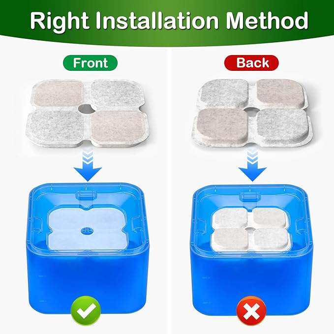 Cat Water Fountain Filter,Compatible 101oz/3L Crystal Stainless Steel Pet Water Fountain,Cat Fountain Replacement Filter 6 Set