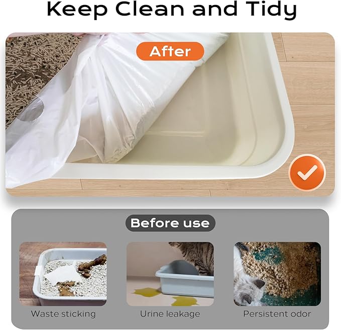 Cat Litter Box Liners, 15 Count Jumbo Size Litter Box Bags with Drawstring, Large Heavy Duty Litter Liners for Self Cleaning Cat Litter Box, Tear Leak Resistant for Pet Supplies(37" x 18")