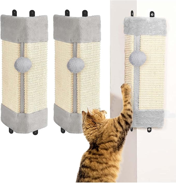 BNOSDM 3 Pack Cat Wall Corner Scratcher for Indoor Cats Walls Mounted Sisal Scratch Board Protector Vertical Anti Scratching Pad Protect Furniture Pet Wear Resistant Mat for Door Sofa