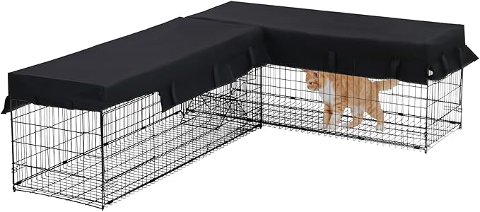 Aivituvin Cat Tunnel with Extendable Design 90.6" L, Metal Wire Outdoor Cat Enclosure with Weatherproof Fabric Cover, Connecting Inside and Outside, for Deck Patios, Balconies