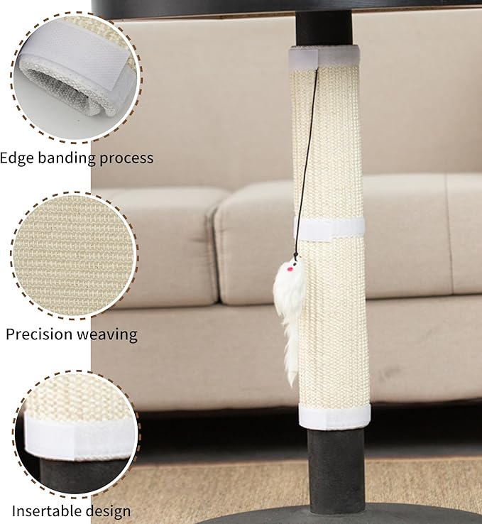 JanYoo 2 Pieces Cat Scratcher Mat for Table Leg Sisal Cat Scratching Pad Scratch Mat for Cat Scratch Pad Rug 19.69 × 9.84 in(White)