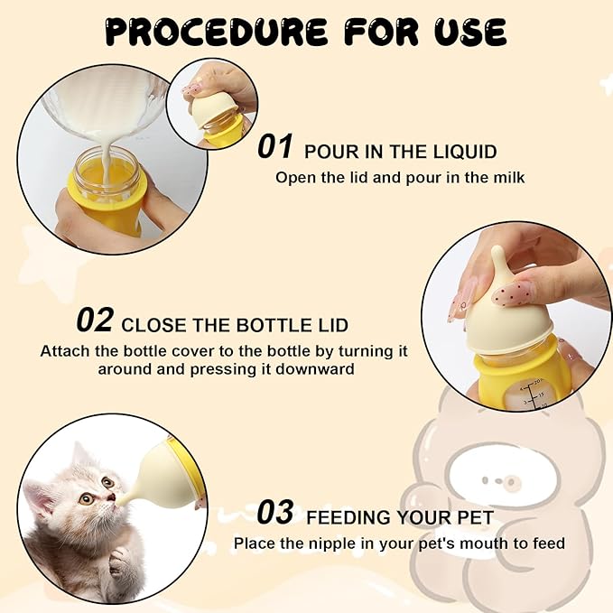Pet Feeder Bottle Animal Feeding Bottles Kitten Bottles for Nursing Dog Cat Milk Feeding Bottle Anti-Choking Design for Newborn Kittens Puppies Small Animals (20 ml)