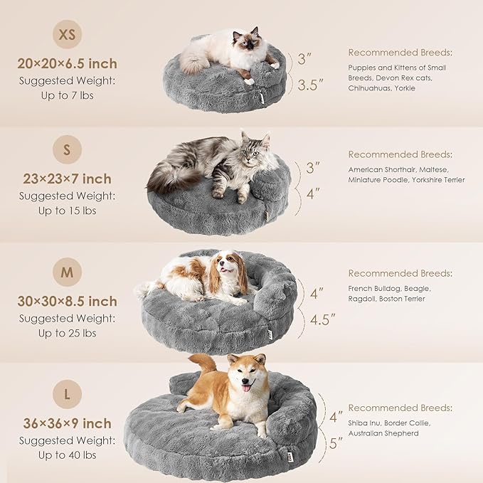 EHEYCIGA Extra Small Dog Bed and Cat Couch for Puppy and Kitten - Fluffy Faux Rabbit Fur Pet Sofa with Washable Removable Cover, Waterproof and Non-Slip, 20 Inch Grey