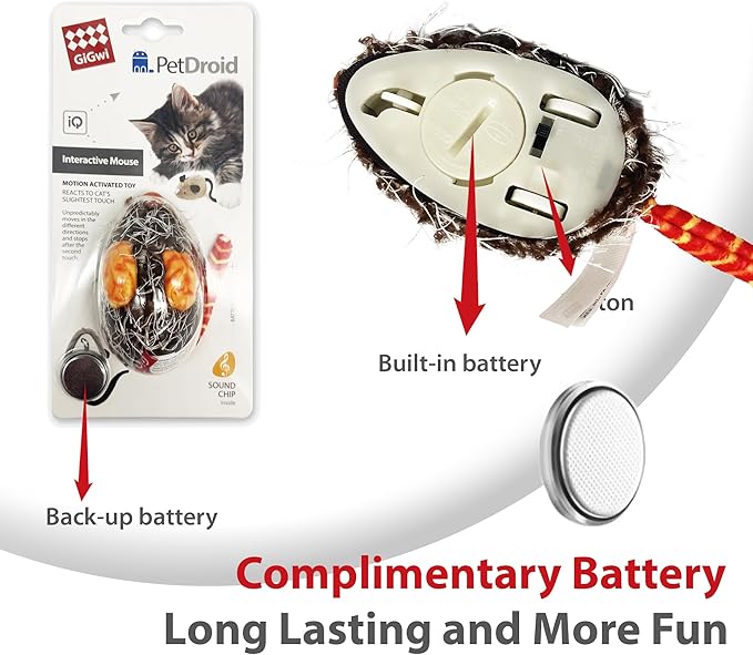 PETGEEK Gigwi Interactive Cat Toys for Indoor Cats, Moving Toy for Bored Indoor Adult Cats, Automatic Electronic Moving Mouse Cat Toys with Realistic Squeaky, Kitten Toys for Hunting Play (Orange)