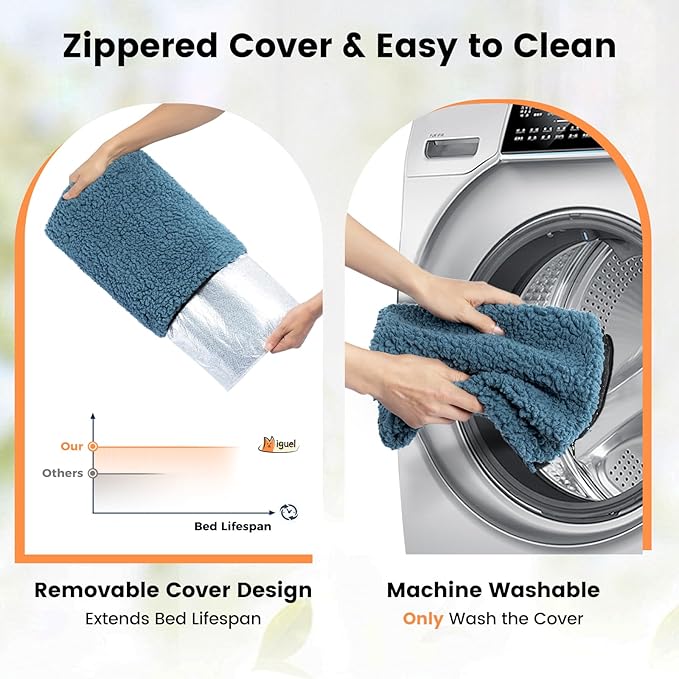 Dog Bed Mat Self Heating Pad for Large Medium Dogs, Dog House Bed Crate Pad for Sleeping Self Warming Pet Bed Puppy Blanket with Removable Washable Cover, Blue 48 Inches