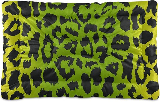 Green Leopard Print Pet Bed Cute Dog Bed Mat Absorbing Non Slip Pad Pet Sleeping Mat for Small, Medium, and Large Dogs Puppy Cat 24 in x 18 in