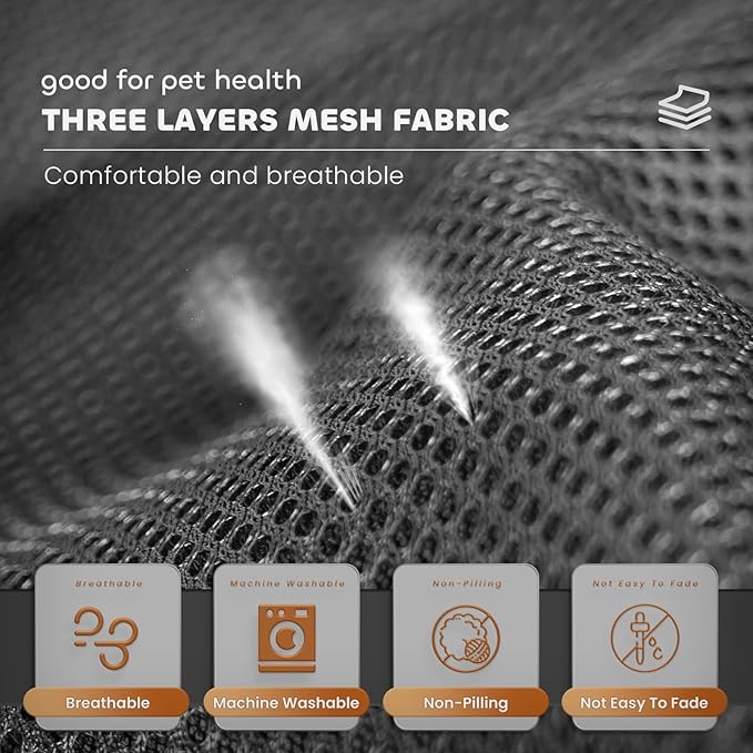 Large Cat Hammock Bed - Free-Standing Square Pet Sleeping Bed, Detachable, Easy Assembly for Indoor/Outdoor Use (Gray)