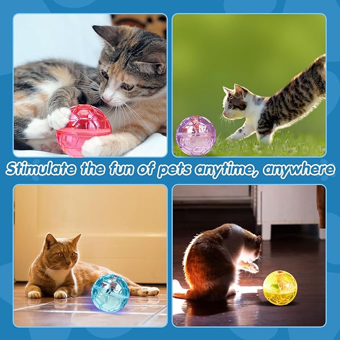 Frienda 4 Pieces Ghost Hunting Cat Ball Motion Light up Cat Balls LED Motion Activated Pet Ball Motion Light up Interactive Toys Pet Glowing Mini Running Exercise Ball Toys(Bright Color)