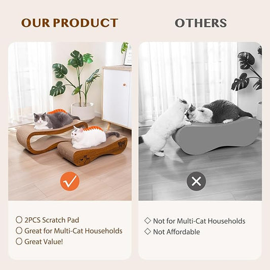 Cat Scratcher 2 in 1 Scratchers for Indoor Cats Scratching Board Cardboard, Horizontal Corrugated Scratch Pad for Cats as Beds & Furniture Reversible Sofa Scratch