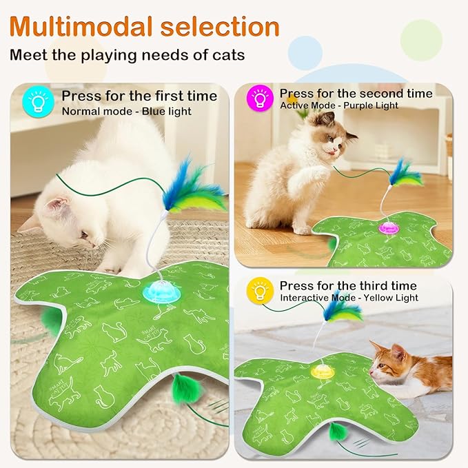 Interactive cat Toys, Indoor cat Hide-and-Seek Toys, Hidden Feather Non-Flipping Doll Cover Design, Cat Toys for Bored Indoor Adult Cats