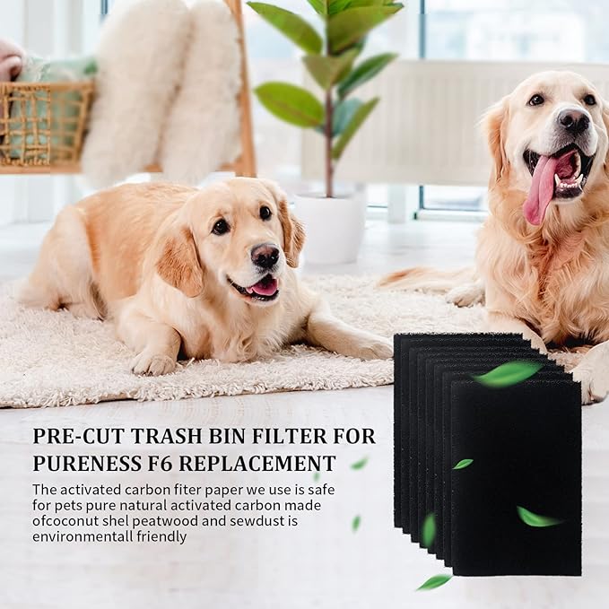 8 Pack Cat Litter Box Charcoal Filters for Van Ness Cat Litter Box, 4.4 x 6.5Inch Replacement Carbon Odor Filters for Pureness F6 Zeloite Air Filter, Black