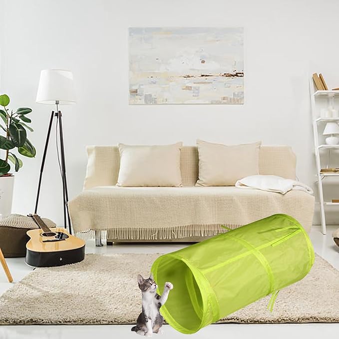 iCAGY Foldable Spiral Cat Tunnel - Indoor Toy for Small Cats, Kittens, and Rabbits - Tube for Interactive Play and Outdoor Fun - Pet Activity Toy 20" Family Pack 8 Pcs