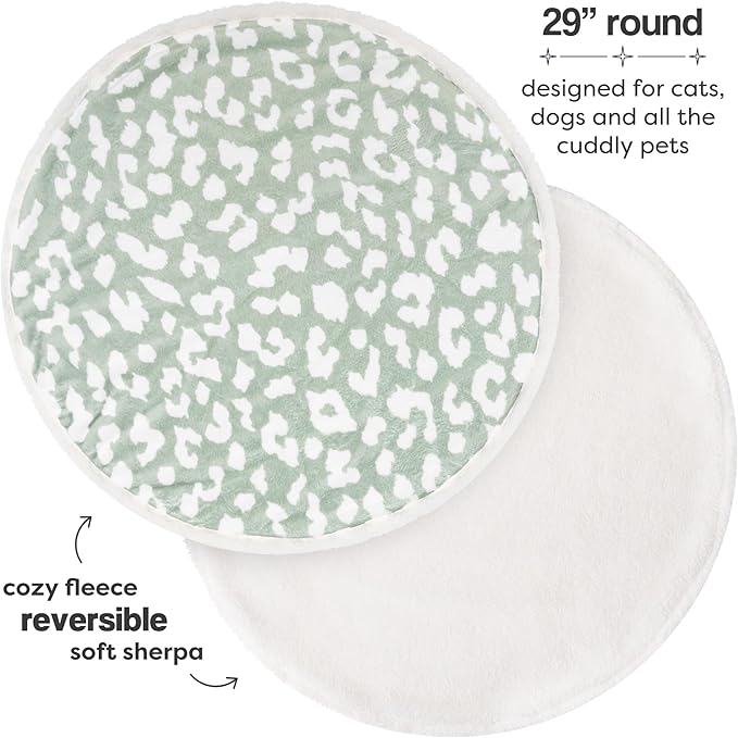 Cat Blanket for Indoor Cats – 29" Soft Sherpa Fleece Pet Throw, Washable Reversible Dog Blanket for Small Dogs, Cats, Kittens, Couch Bed Sofa Car Protector – Sage