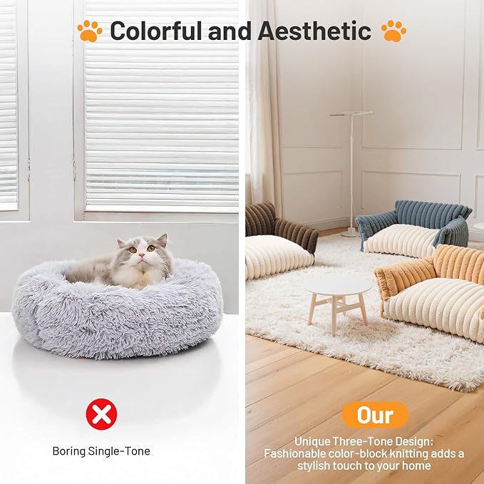 Cat Bed Washable Pet Chair - Large Fluffy Supportive Cat Sofa for Indoor-Medium Dog Bed with Removable Cover