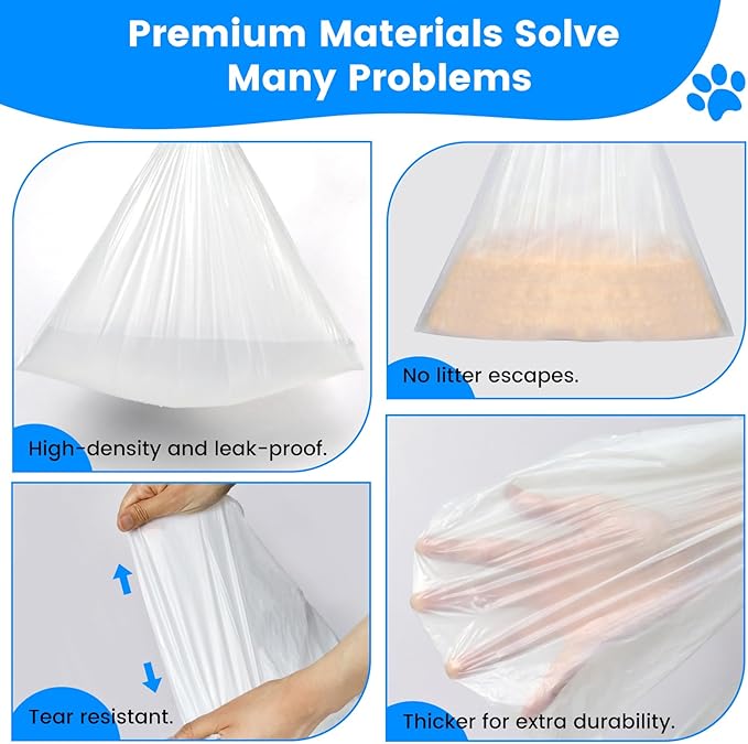 120 Count Cat Litter Box Liners Bags for MeoWant MW-SC01 / MW-SC02, Extra-Thick Cat Waste Bags for Self-Cleaning Litter Box, Drawstring Self Cleaning Trash Bags -17.7" x 19.68"