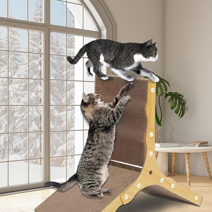 6-Sided Triangle Cat Scratching Board, Durable Cardboard Cat Scratcher for Indoor Cats, Space-Saving Corner Scratch Pad with Multi-Surface Design, Protects Furniture & Provides Cozy Resting Spot