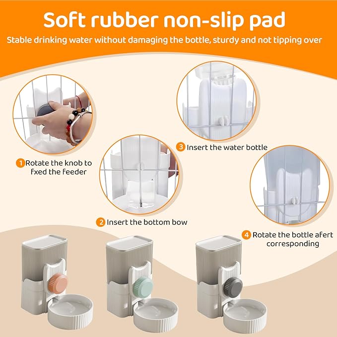 Gravity pet Food Automatic Dispenser: Small pet Feeding cage Feeder Tray - 1L Automatic pet Feeder and Sink kit, Suitable for Cats, Puppies, Rabbits, Ferrets (Blue)