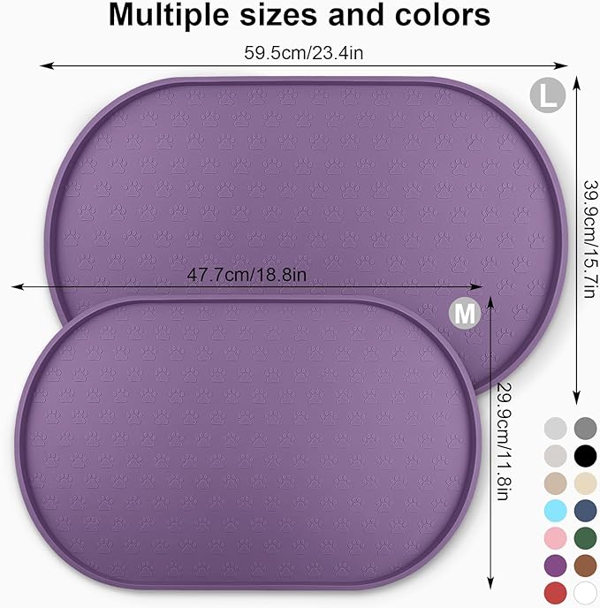 KPWACD Dog Food Mat Anti-Slip Bowl Mats for Food and Water, High-Lips Waterproof Pet Placemat Prevent Messy Spills to Floor, Silicone Puppy Feeding Trays for Large Medium Small Dogs Cats