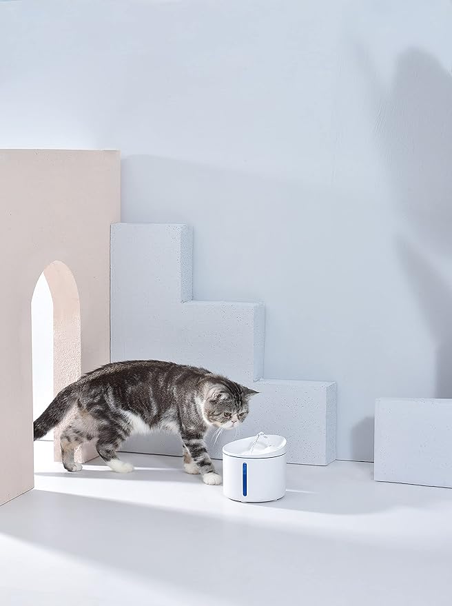 DOGNESS D03 Pet Water Fountain, Healthy and Hygienic Drinking Fountain Super Quiet Flower Automatic Electric Water Bowl for Dogs, Cats, Birds (1L, White)