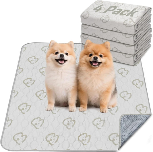 FXW Washable Pee Pads for Dogs, Puppy Pads with Super Absorbent, Specifically Designed for Potty Training, 35" Square, Khaki, 4 Packs