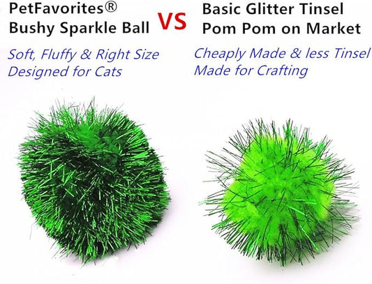 Bushy Sparkle Ball Cat Toy, Interactive Glitter Pom Pom Cat Toy Balls for Kittens, 12 Pack.