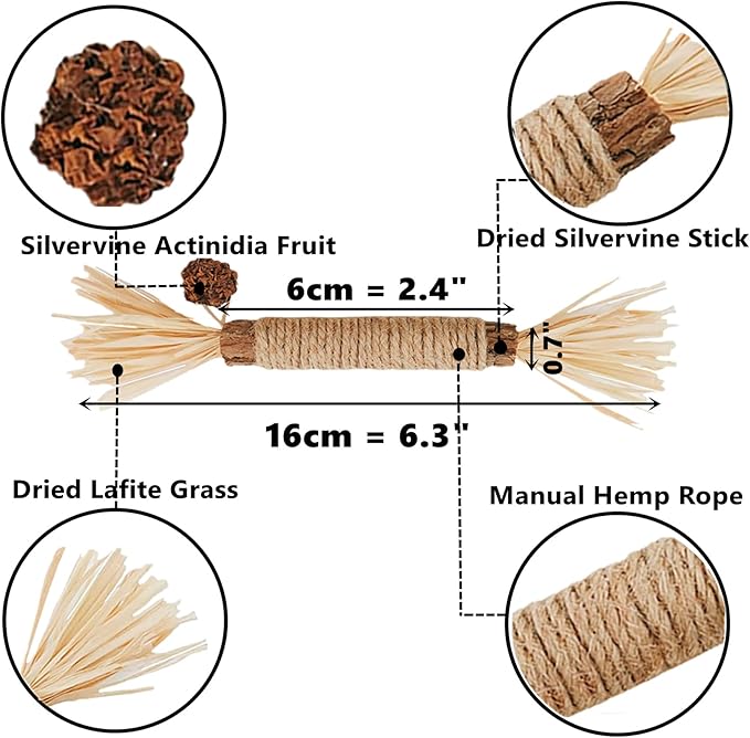 Cat Toys 10Pack Silvervine Chew Stick Kitten Treat Catnip Toy Kitty Natural Stuff Catnip for Cleaning Teeth Indoor Dental Snack Interactive